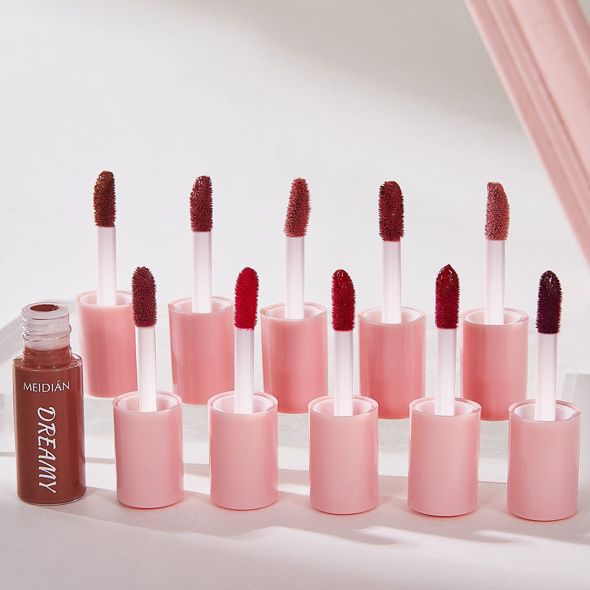 🔥 10-Piece Set Waterproof Smudge-Proof Long-Lasting Velvet Matte Lip Gloss Set Waterproof Non-Stick Lip Gloss Lipstick Set Nairobi Beauty Supply