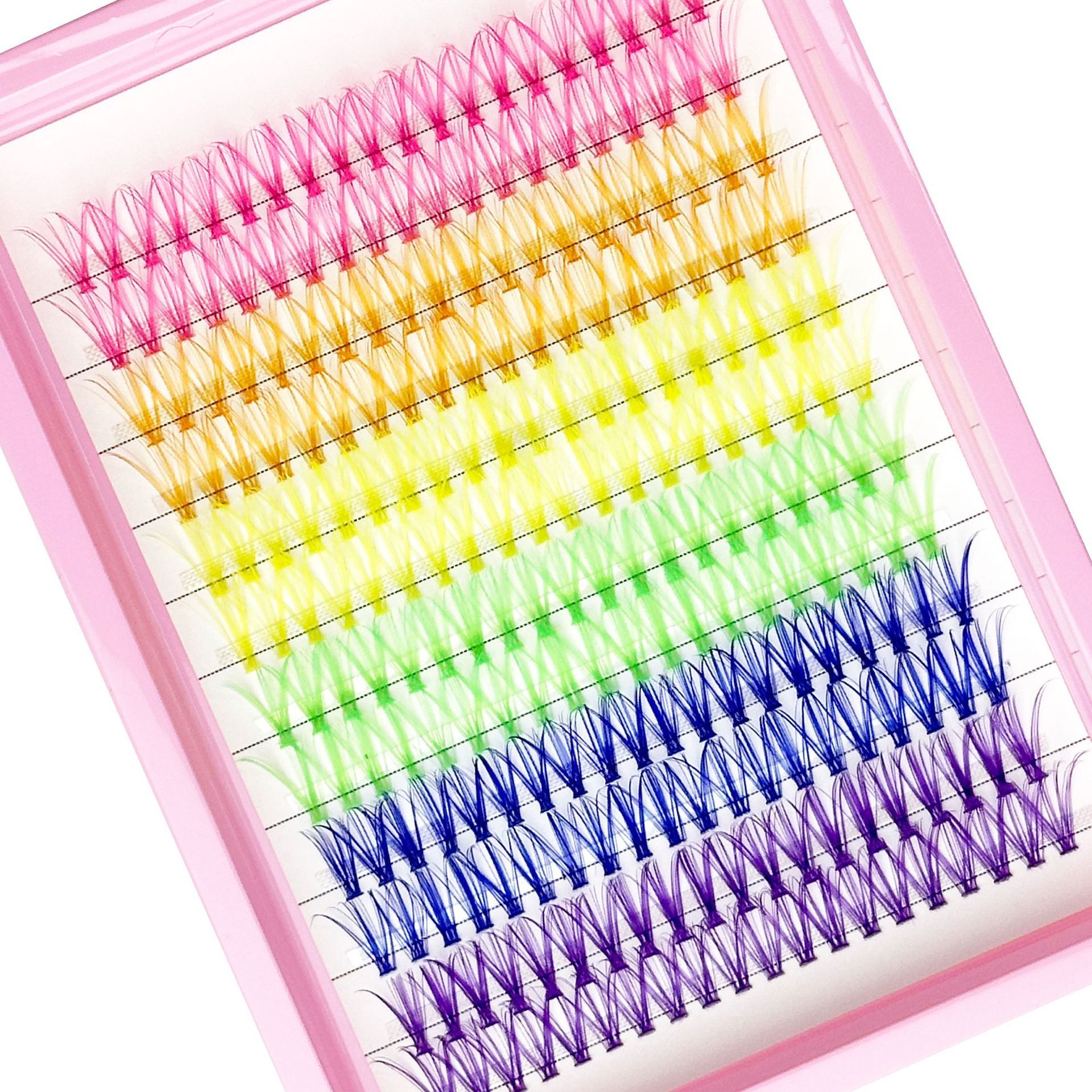 Colored eyelash clusters, 240 pieces of colored eyelashes, easy-to-use colored eyelashes, suitable for women, girls can DIY at home, makeup (multi-color, 14/16 mm)