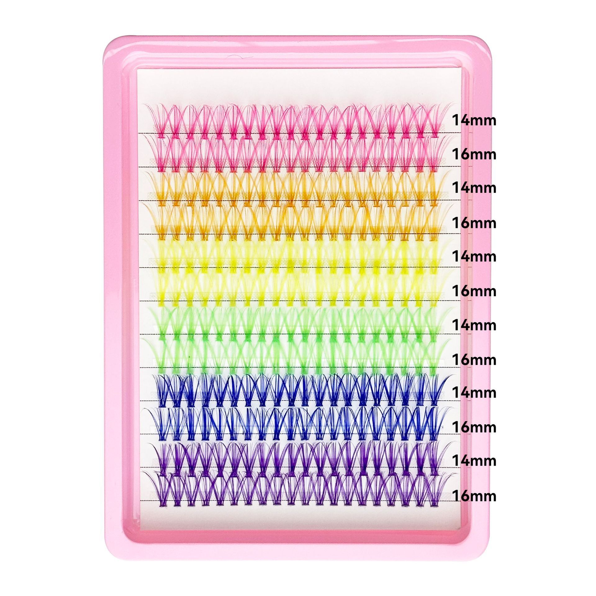 Colored eyelash clusters, 240 pieces of colored eyelashes, easy-to-use colored eyelashes, suitable for women, girls can DIY at home, makeup (multi-color, 14/16 mm)
