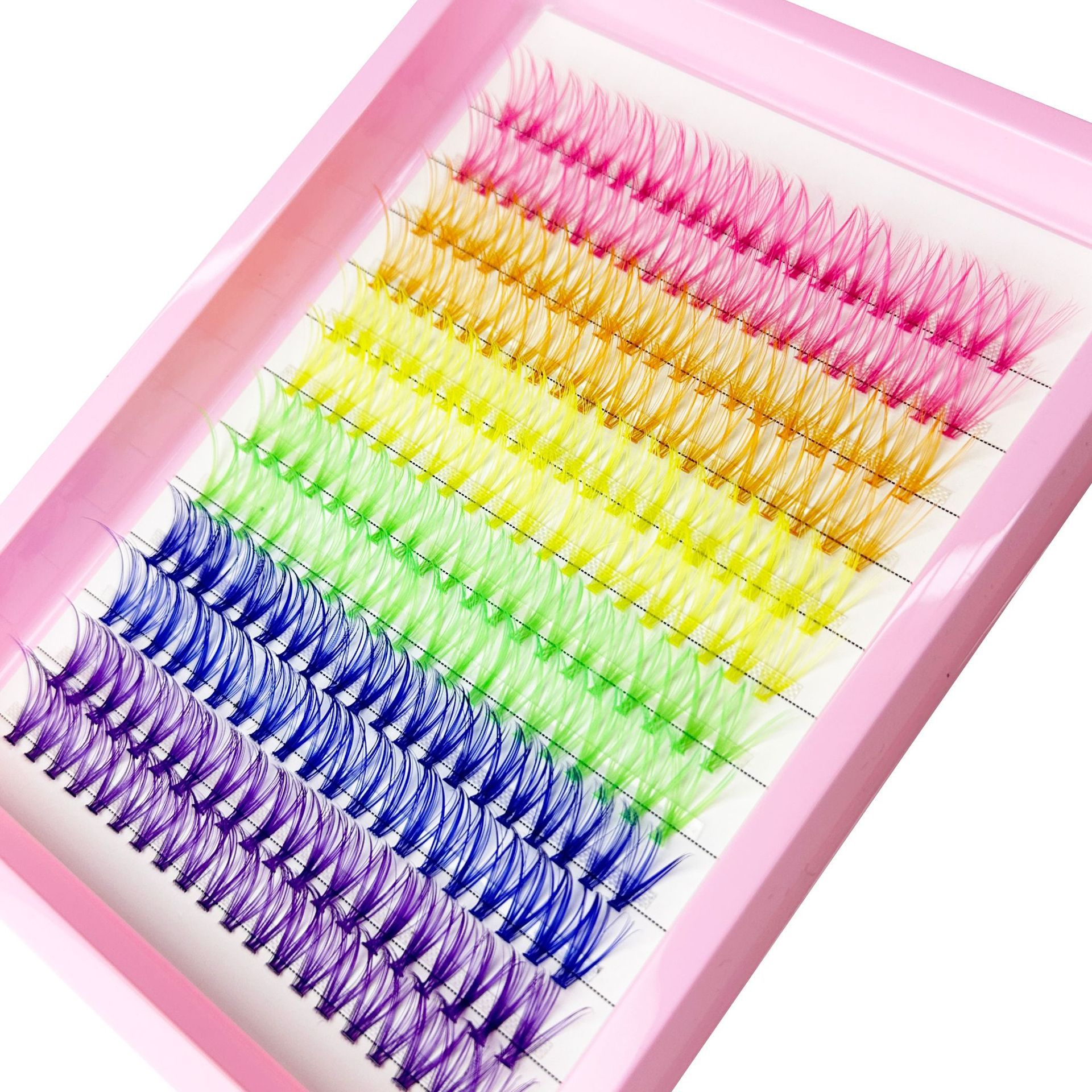 Colored eyelash clusters, 240 pieces of colored eyelashes, easy-to-use colored eyelashes, suitable for women, girls can DIY at home, makeup (multi-color, 14/16 mm)