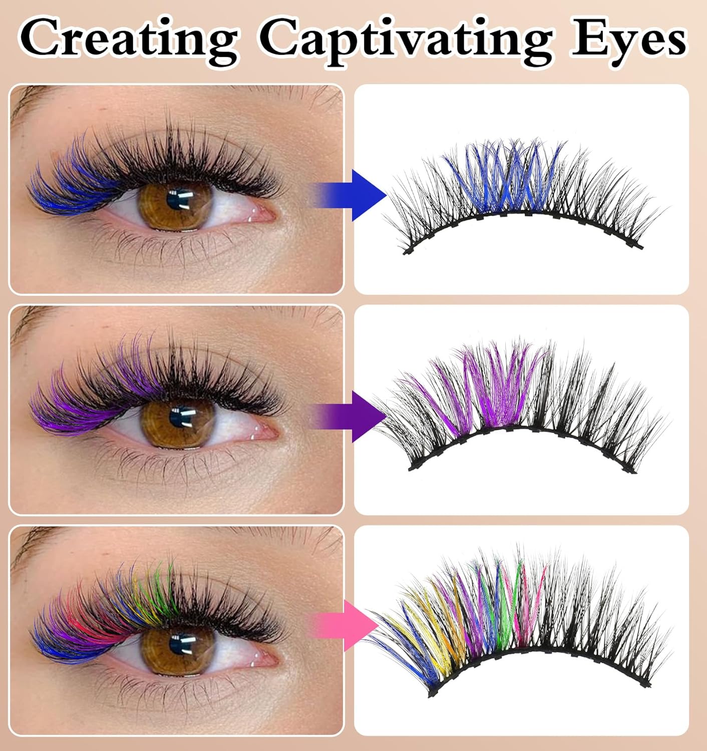 Colored eyelash clusters, 240 pieces of colored eyelashes, easy-to-use colored eyelashes, suitable for women, girls can DIY at home, makeup (multi-color, 14/16 mm)