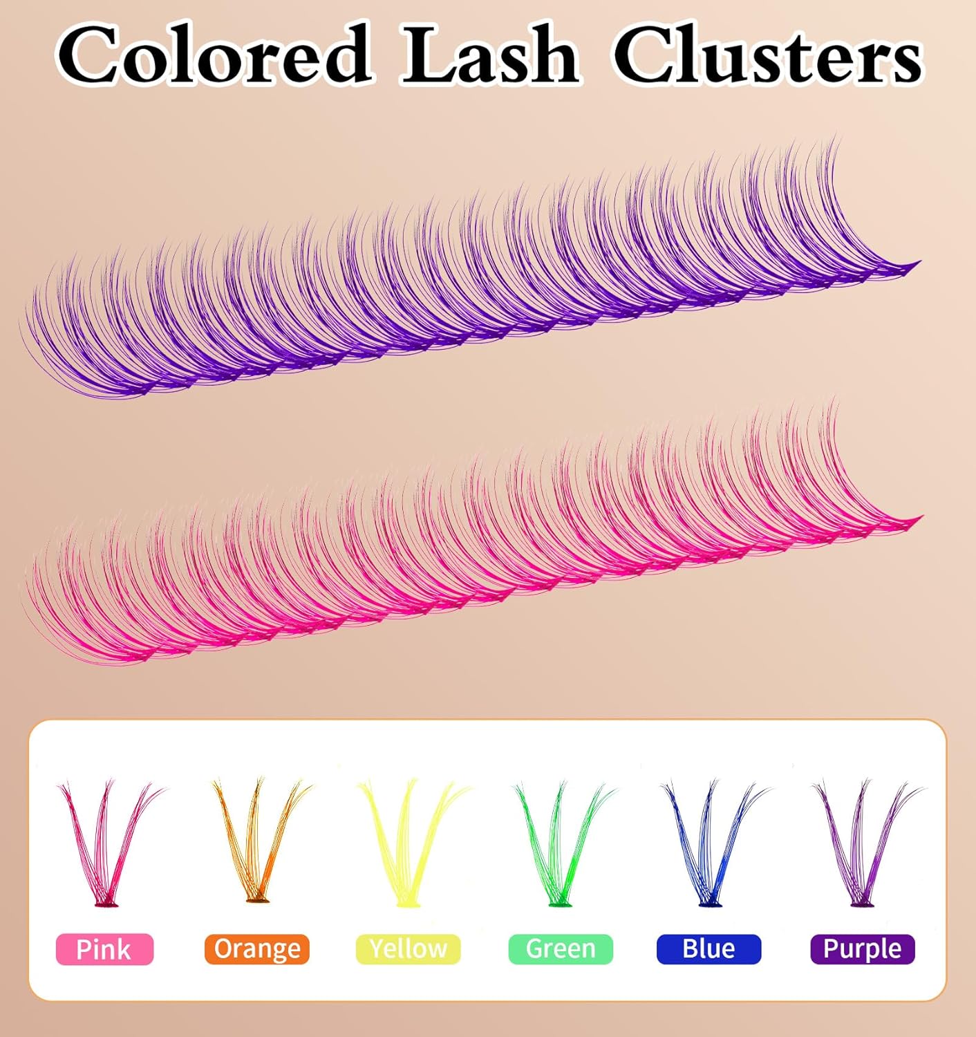Colored eyelash clusters, 240 pieces of colored eyelashes, easy-to-use colored eyelashes, suitable for women, girls can DIY at home, makeup (multi-color, 14/16 mm)