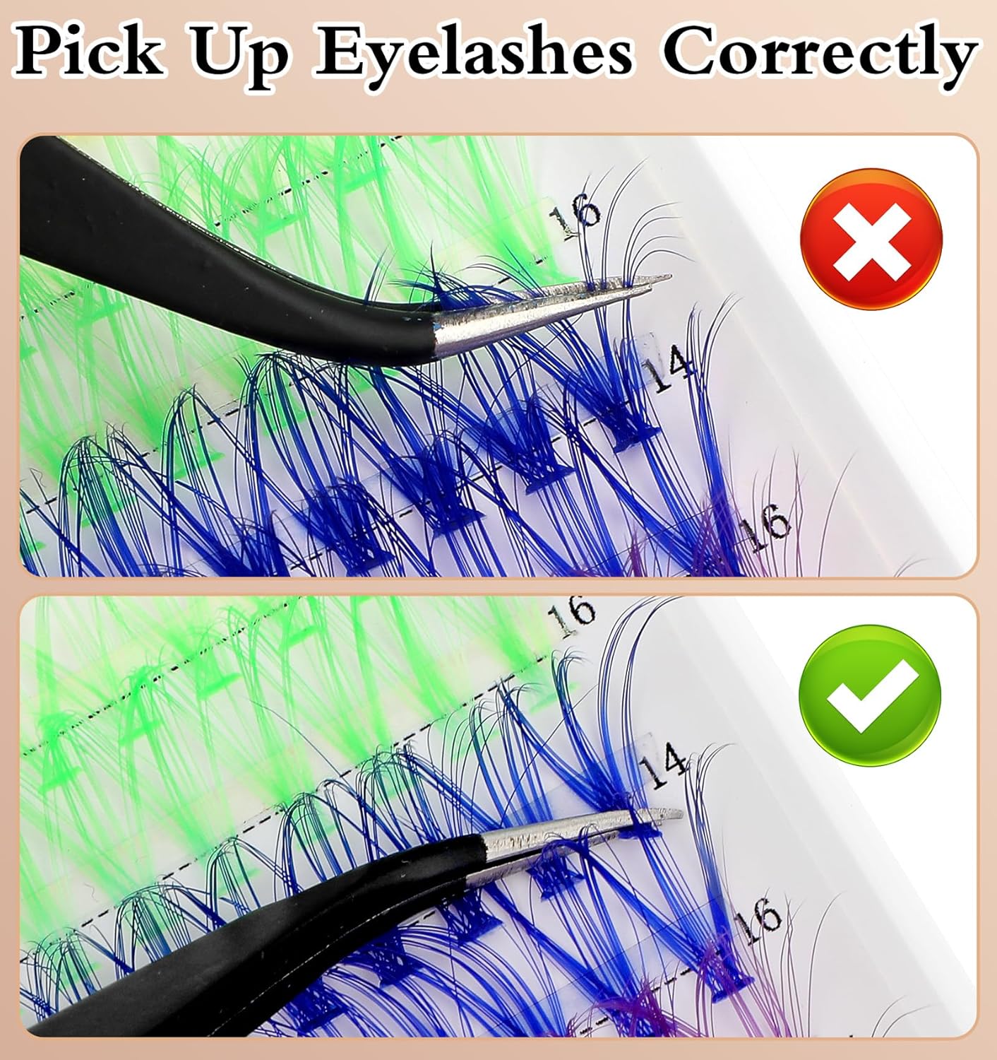 Colored eyelash clusters, 240 pieces of colored eyelashes, easy-to-use colored eyelashes, suitable for women, girls can DIY at home, makeup (multi-color, 14/16 mm)