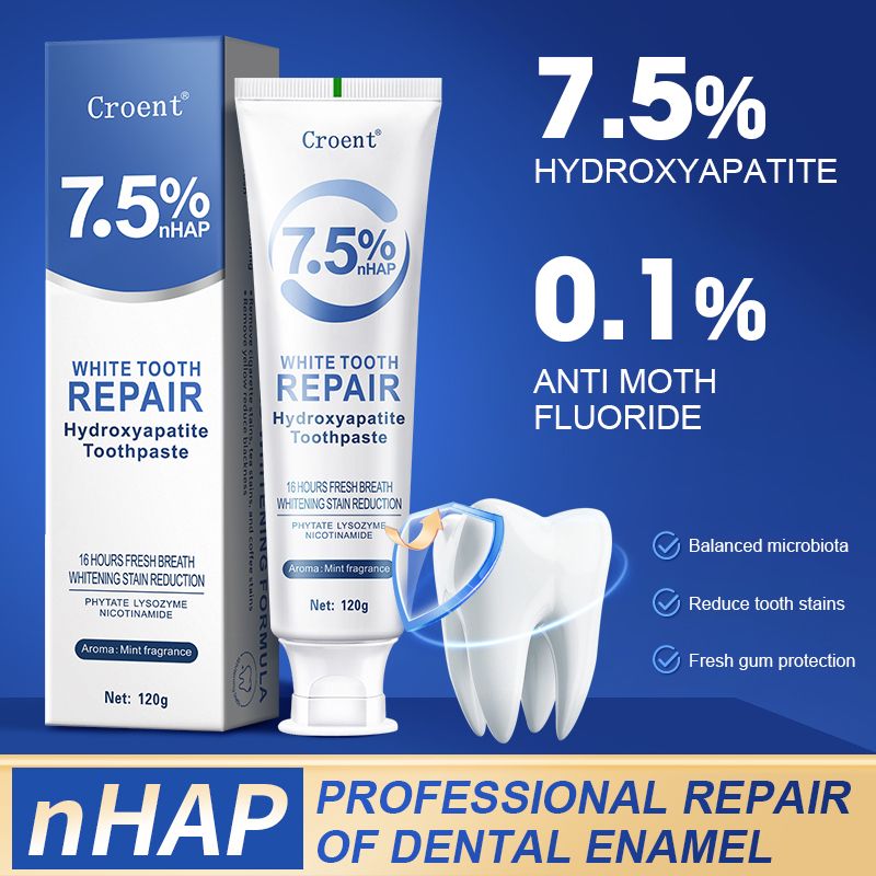 Hydroxyapatite Toothpaste for Enamel Protection & Tooth Strengthening, Gentle Mint for Sensitive Teeth, Daily Oral Care for Fresh Breath 120g