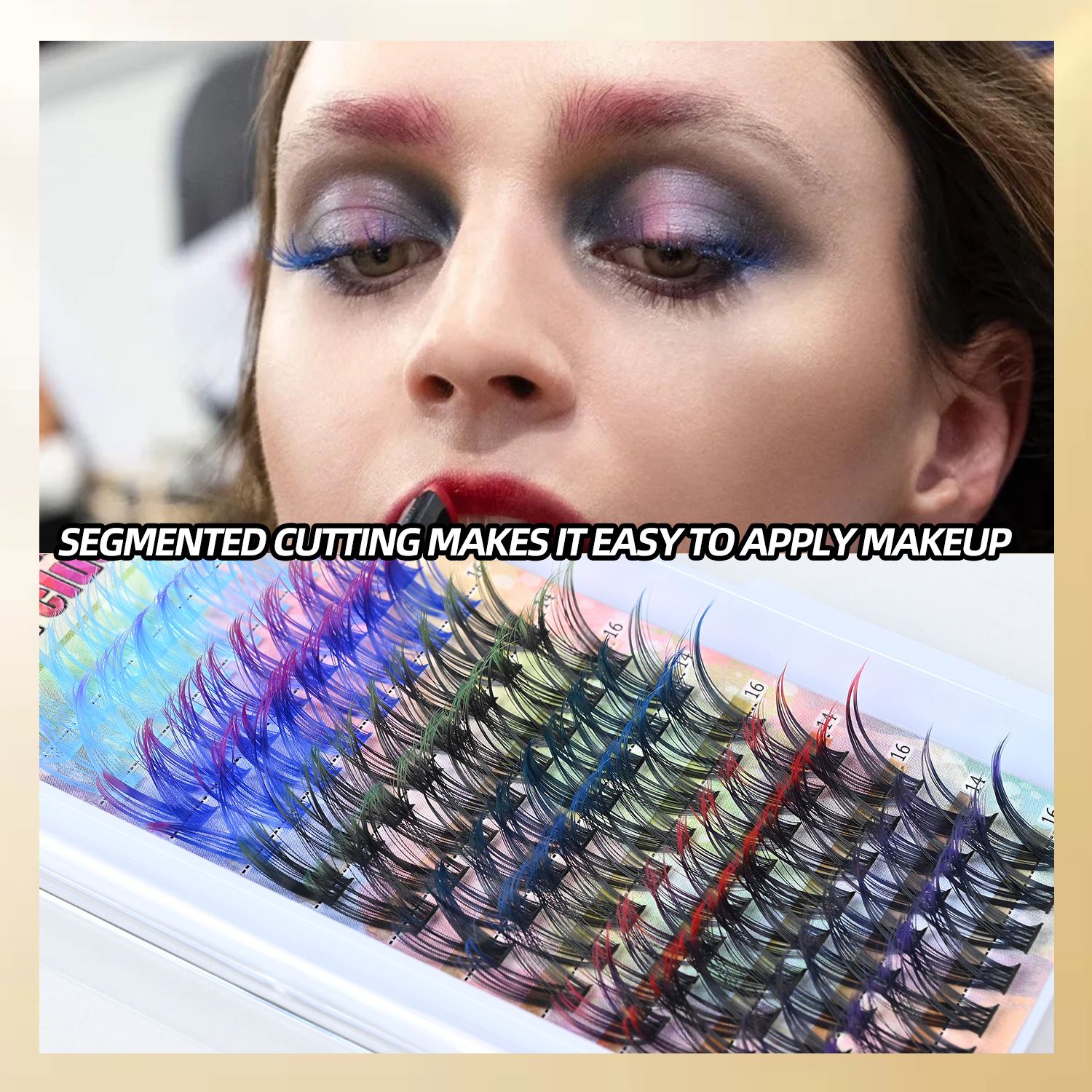 Sectioned false eyelashes, colorful, thick, large capacity, mixed packaging, blooming, soft, natural, creative eyelashes