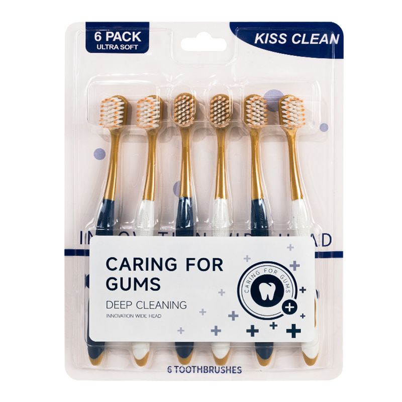Professional Ultra-Soft Bristle Toothbrush Pack - Wide Head for Deep Cleaning, 6-Count toothbrush