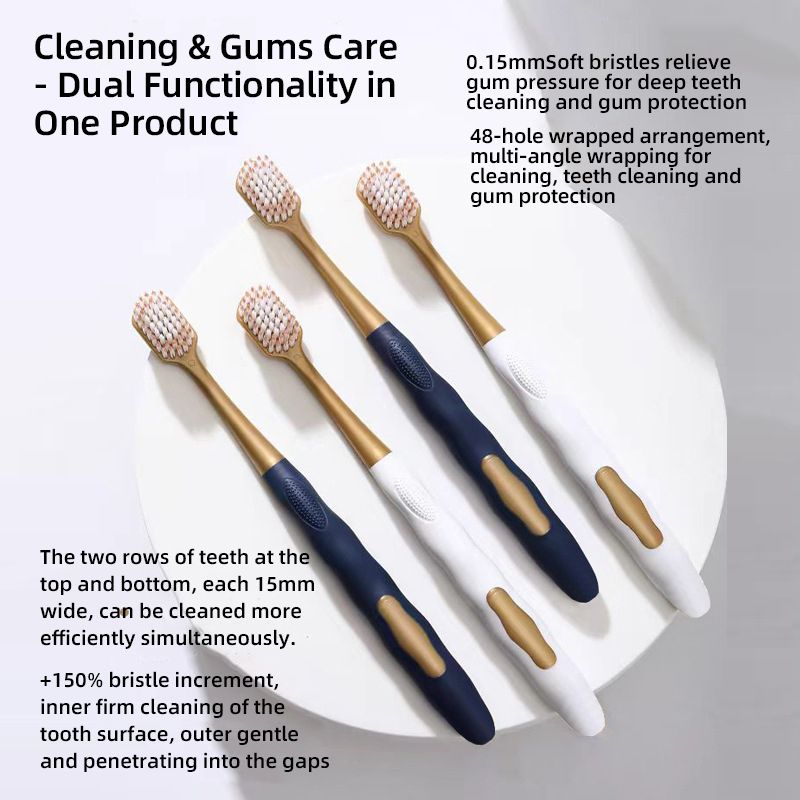 Professional Ultra-Soft Bristle Toothbrush Pack - Wide Head for Deep Cleaning, 6-Count toothbrush