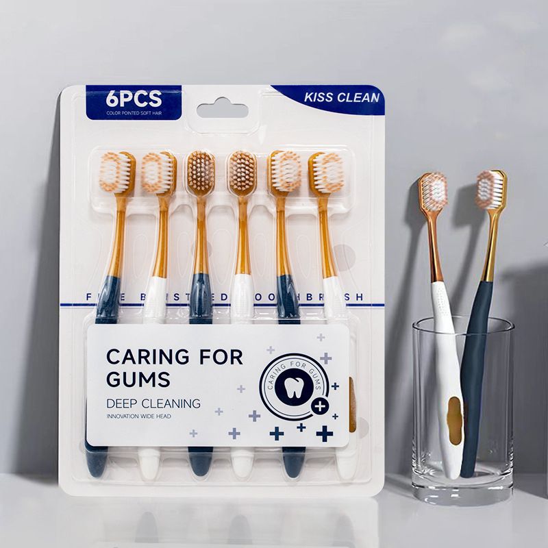 Professional Ultra-Soft Bristle Toothbrush Pack - Wide Head for Deep Cleaning, 6-Count toothbrush