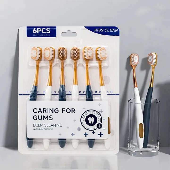 Professional Ultra-Soft Bristle Toothbrush Pack - Wide Head for Deep Cleaning, 6-Count toothbrush
