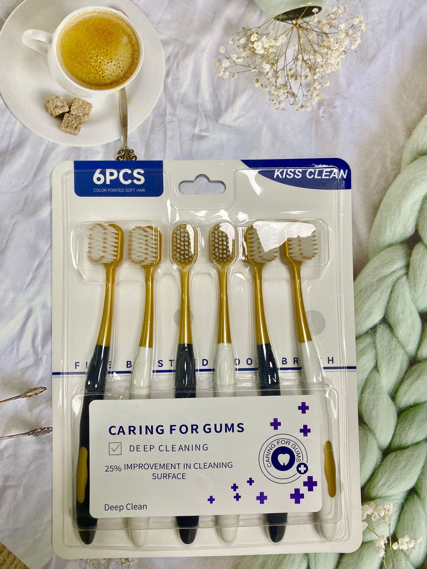Professional Ultra-Soft Bristle Toothbrush Pack - Wide Head for Deep Cleaning, 6-Count toothbrush