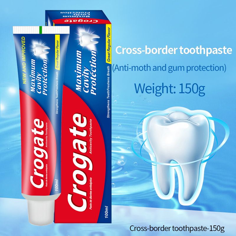 Crogate Mint Toothpaste for Fresh Breath - Triple Color100g & White Options150g, Enamel Strengthening, Plaque Removal Daily Oral Care Strengthen Enamel & Fight Cavities