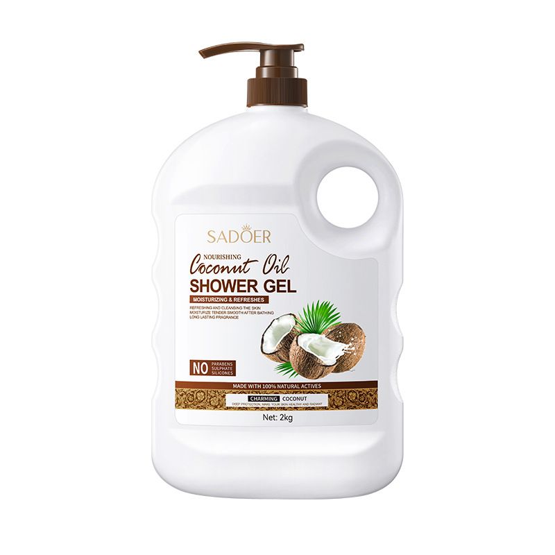 2000ml SADOER Coconut Oil Moisturizing Body Wash 2kg - Large Capacity Shower Gel for Family Use