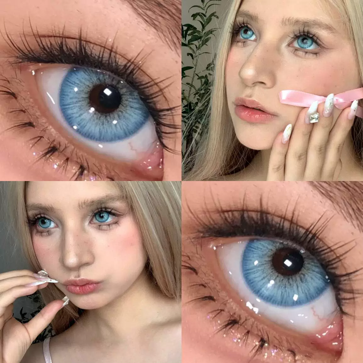 Contact Lens(No Degree)Colored Cosmetic Circle Lenses – Blue/Gray/Green – Natural Hypnotic Look – 6-Month Disposable