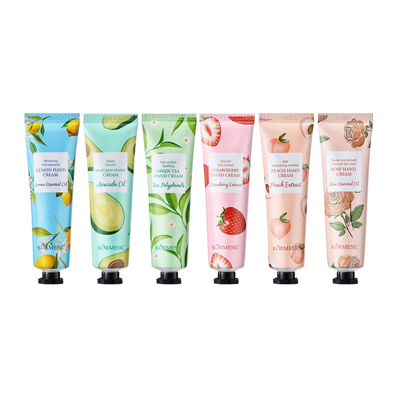 6 PCS/Set KORMESIC Hand Cream  Fruit Moisturizing Hand Cream Nourish Hand Care Hand Lotion Moisturize Stratum Corneum Hands Hydration Moisturizing Skin Care Creams for Dry Cracked Hands