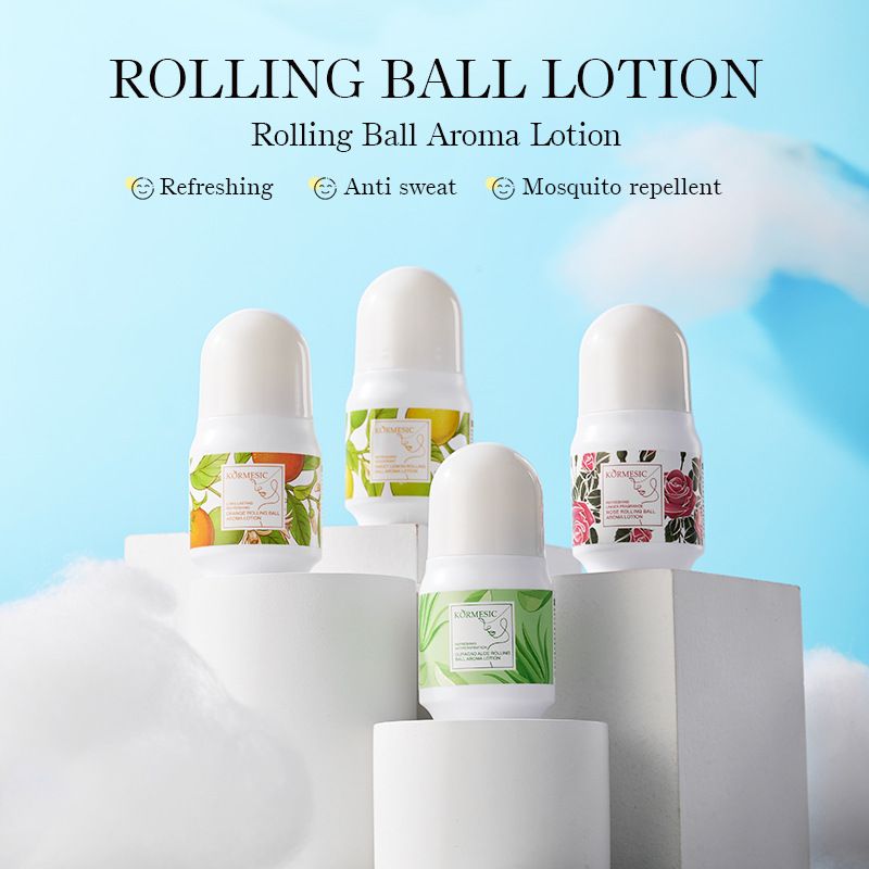 KORMESIC 4pcs/Set Roll-on Antiperspirant Deodorant Women Perfume Keeps You Fresh with Long-Lasting Fragrance of Aloe, Orange, Sweet Lemon & Rose, Effectively Deodorizes and Fights Sweat