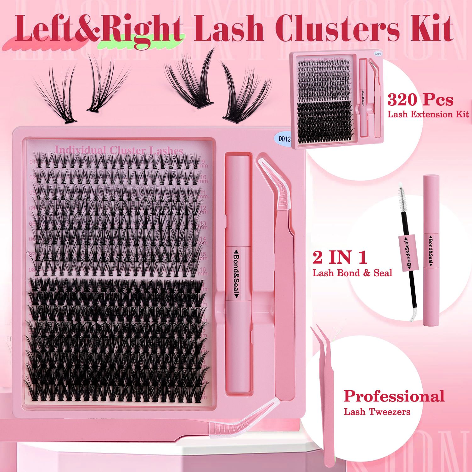 320 Pcs DIY Segmented false eyelash set, large capacity dense single cluster of false eyelashes False Eyelash Extension Set