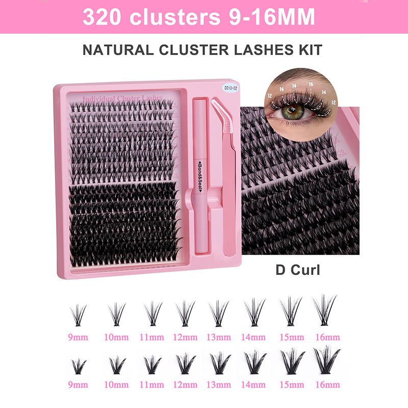 320 Pcs DIY Segmented false eyelash set, large capacity dense single cluster of false eyelashes False Eyelash Extension Set