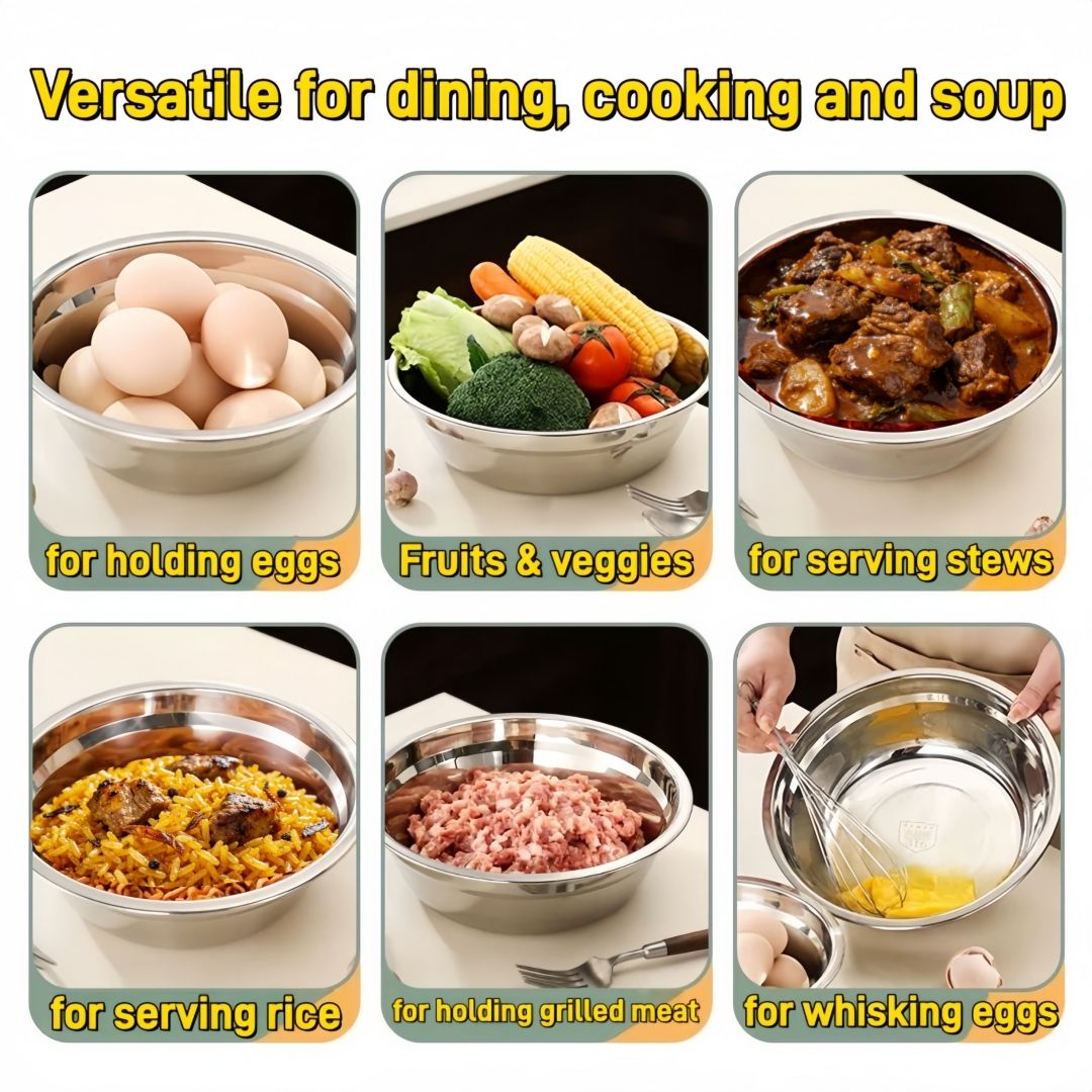 Viral on TikTok! All-in-One Stainless Steel Soup Basin - Gas & Induction Ready, Multi-use for Cooking, Serving & Eating