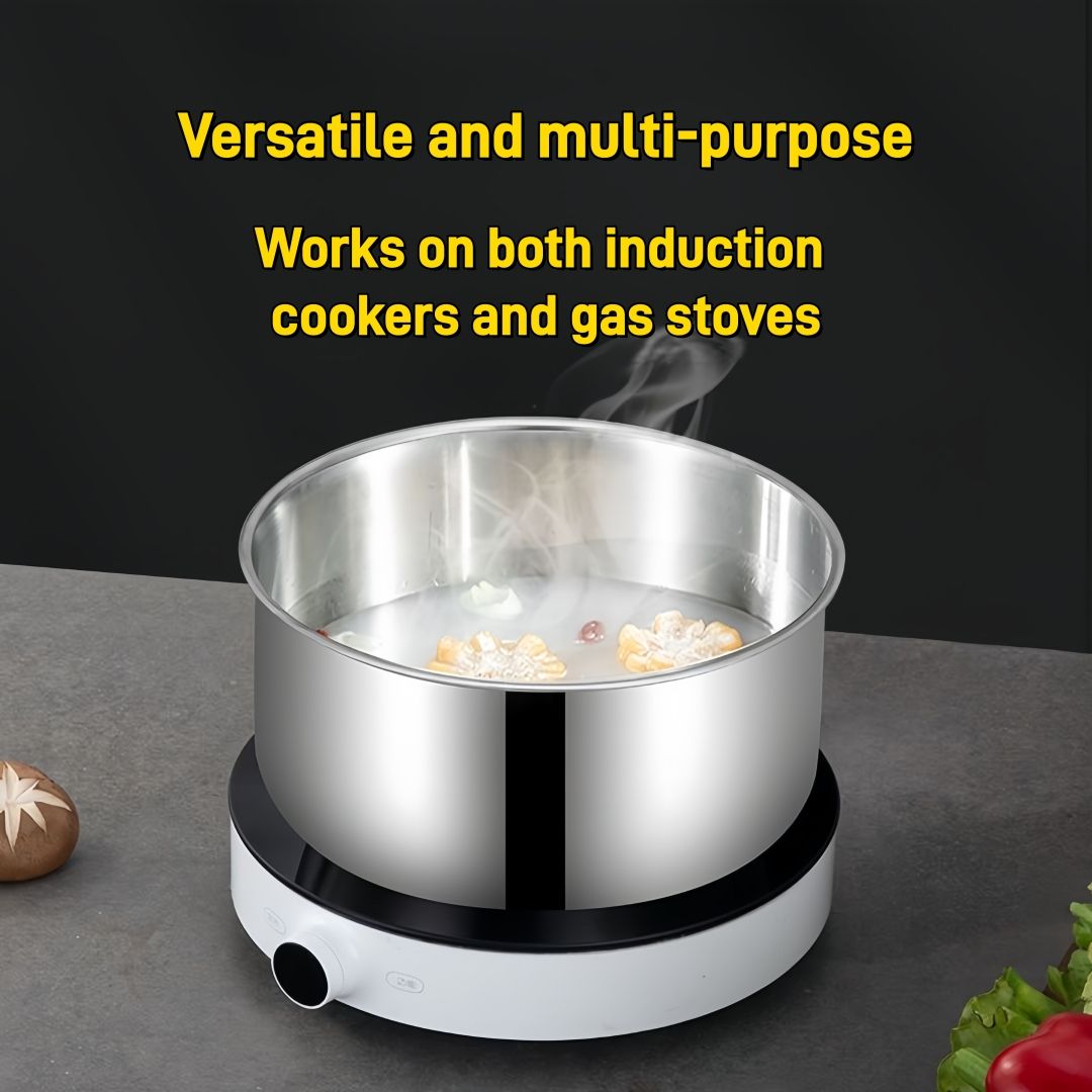 TikTok Recommended 5PCS Deep Stainless Steel Sufuria Set with Lids – All Stove Compatible, Multi‑Use for Cooking, Steaming & Storage