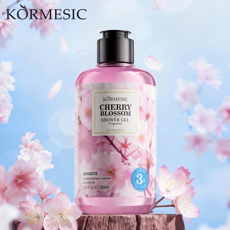 KORMESIC Sakura Shower Gel – Infused with Niacinamide & Sodium Hyaluronate to Purify, Brighten, Even Tone & Lock in Moisture