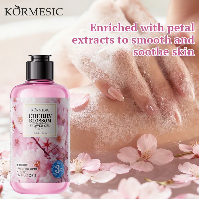KORMESIC Sakura Shower Gel – Infused with Niacinamide & Sodium Hyaluronate to Purify, Brighten, Even Tone & Lock in Moisture