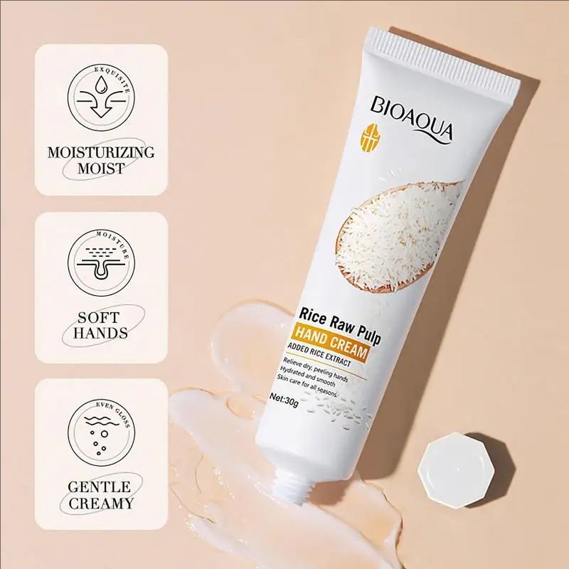 Rejuvenating Hand Cream Rice Raw Pulp Hydration Hand Cream Moisturizer 30g Ultra Moisturizing Hand Cream For Women Rough Hands