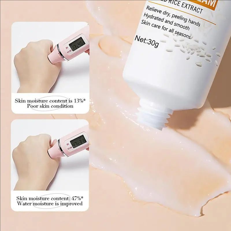 Rejuvenating Hand Cream Rice Raw Pulp Hydration Hand Cream Moisturizer 30g Ultra Moisturizing Hand Cream For Women Rough Hands