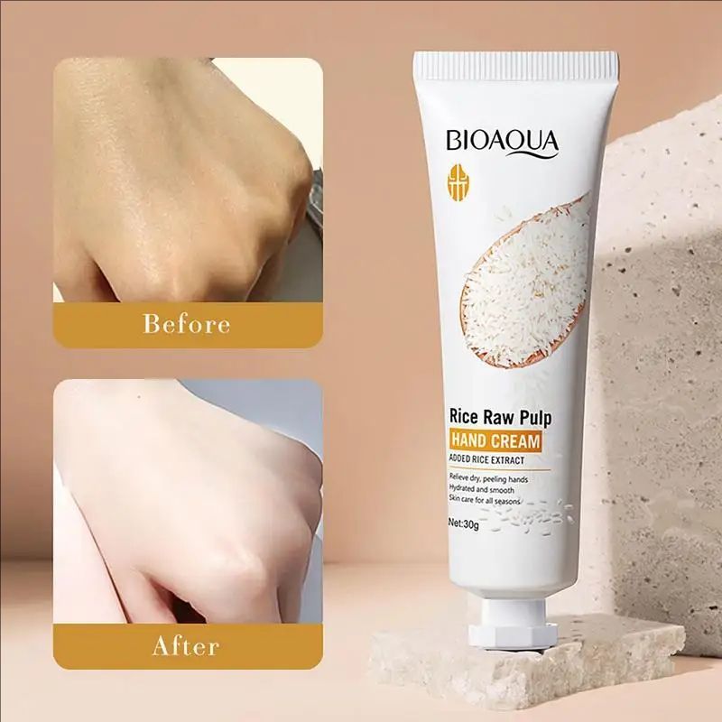 Rejuvenating Hand Cream Rice Raw Pulp Hydration Hand Cream Moisturizer 30g Ultra Moisturizing Hand Cream For Women Rough Hands