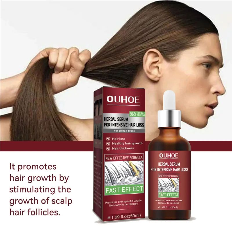 OUHOE Hair Restoration Serum Nourishing Scalp Hair Growing Firming Root Repair Dry Damaged Moisturizing Hair Regrowth Oil 50ML