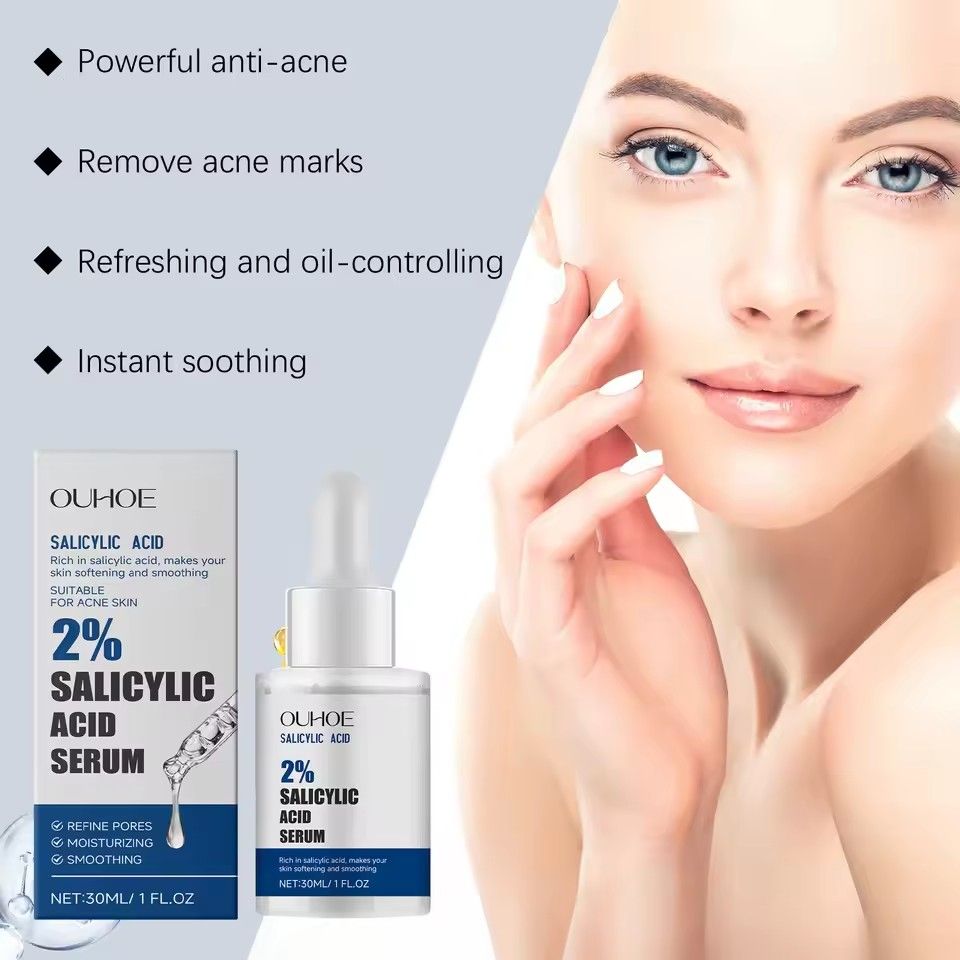 Salicylic Acid Serum Anti Acne Reduce Breakouts Fading Blemishes Shrink Pores Smoothing Repairing Pimples Removal Facial Essence