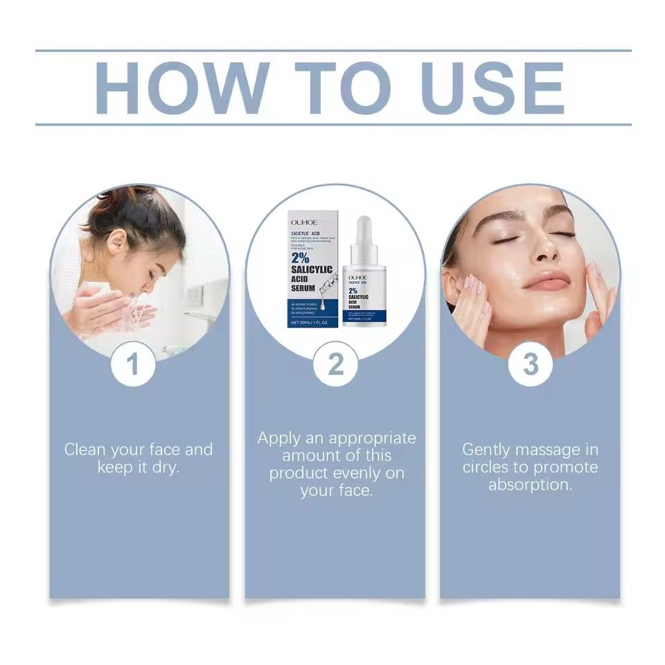 Salicylic Acid Serum Anti Acne Reduce Breakouts Fading Blemishes Shrink Pores Smoothing Repairing Pimples Removal Facial Essence