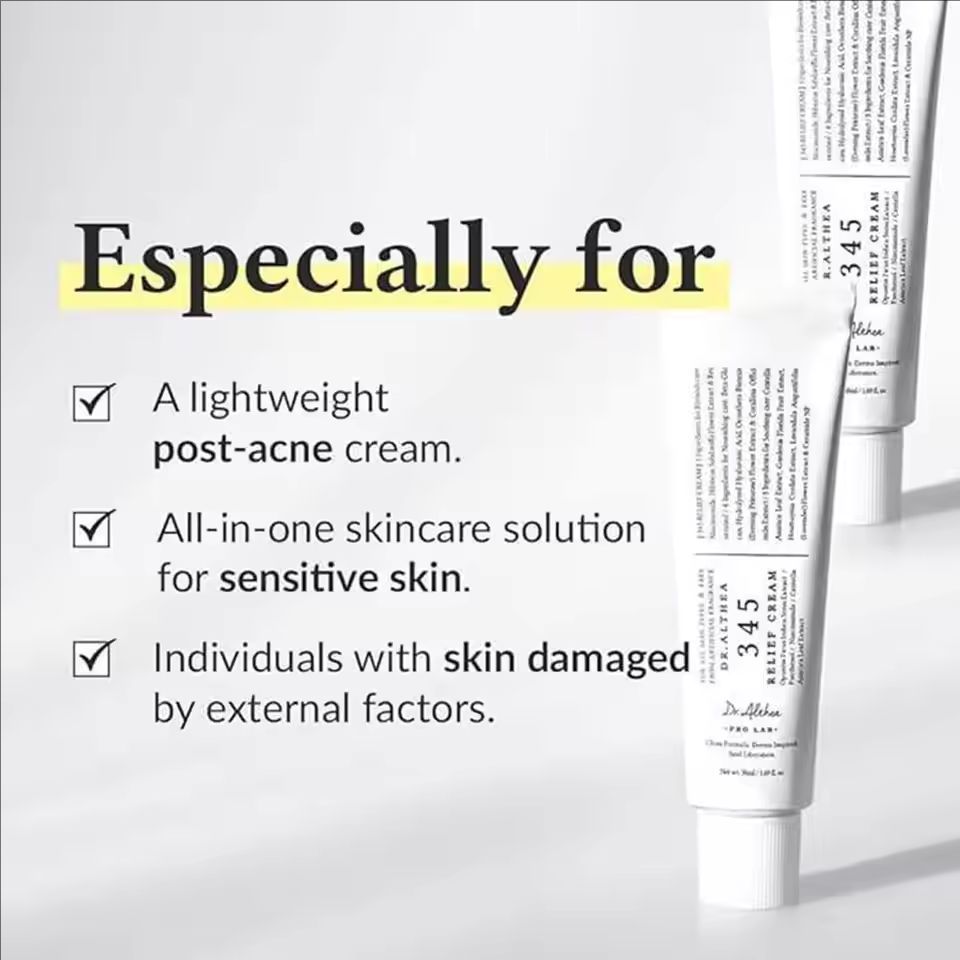 345 Relief Cream Korean Dr.Althea Antioxidant Relief Cream Soothing Hydrating Repair Clean Acne For Oily Skin Care