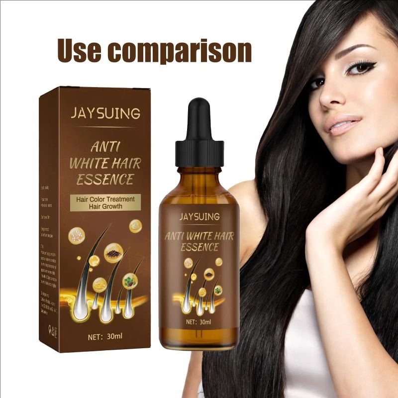 Jaysuing Anti White Hair Serum Gray To Black Repair Scalp Nourish Hair Blacken Serum Reduce Gray Hair Darkening Growth Essence
