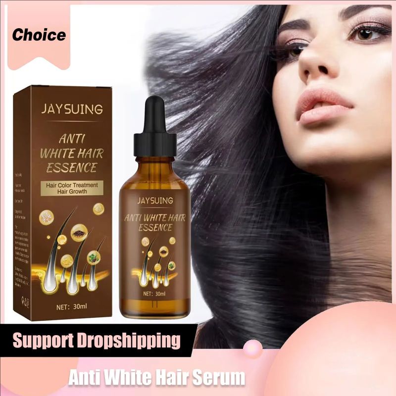 Jaysuing Anti White Hair Serum Gray To Black Repair Scalp Nourish Hair Blacken Serum Reduce Gray Hair Darkening Growth Essence