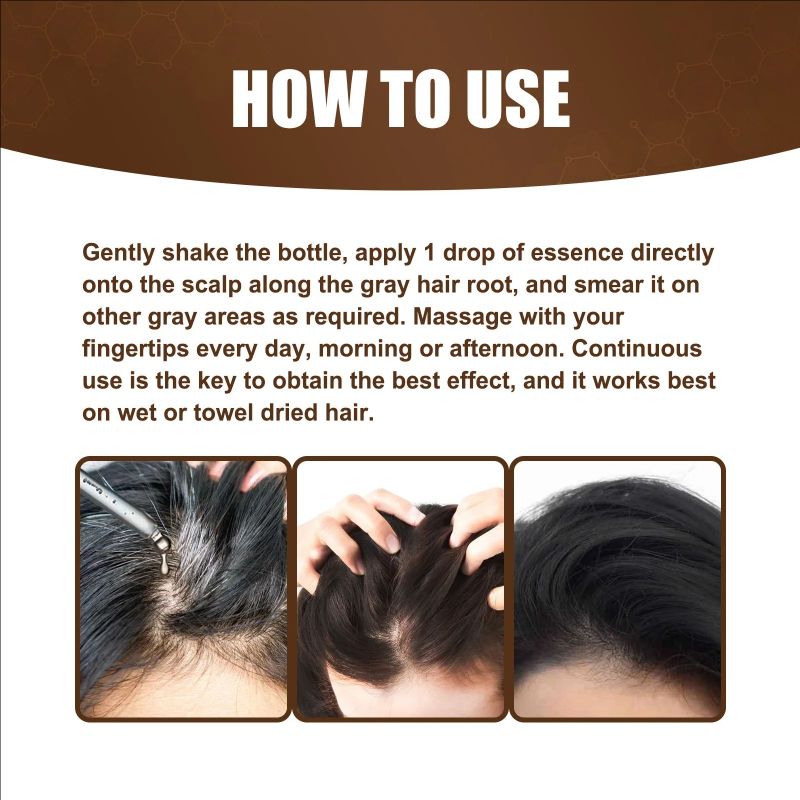 Jaysuing Anti White Hair Serum Gray To Black Repair Scalp Nourish Hair Blacken Serum Reduce Gray Hair Darkening Growth Essence