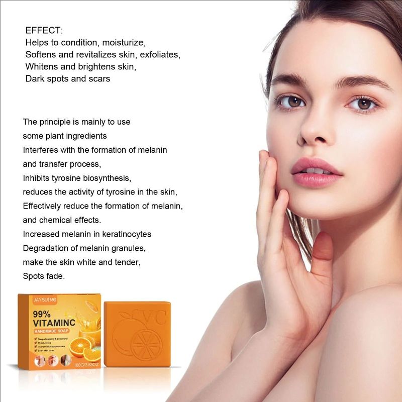 Vitamin C Handmade Soap Body Brightening Oil Control Smooth Soft Skin Moisturizing Exfoliating Anti Mite Facial Cleansing Soap