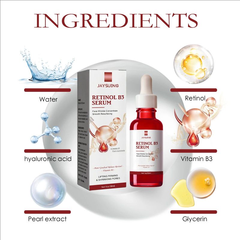 30ml B3 Retinol Beauty Face Serum Fade Fine Lines Moisturizing Brighten Face Color Firming Hydrating Facial Serum Skincare