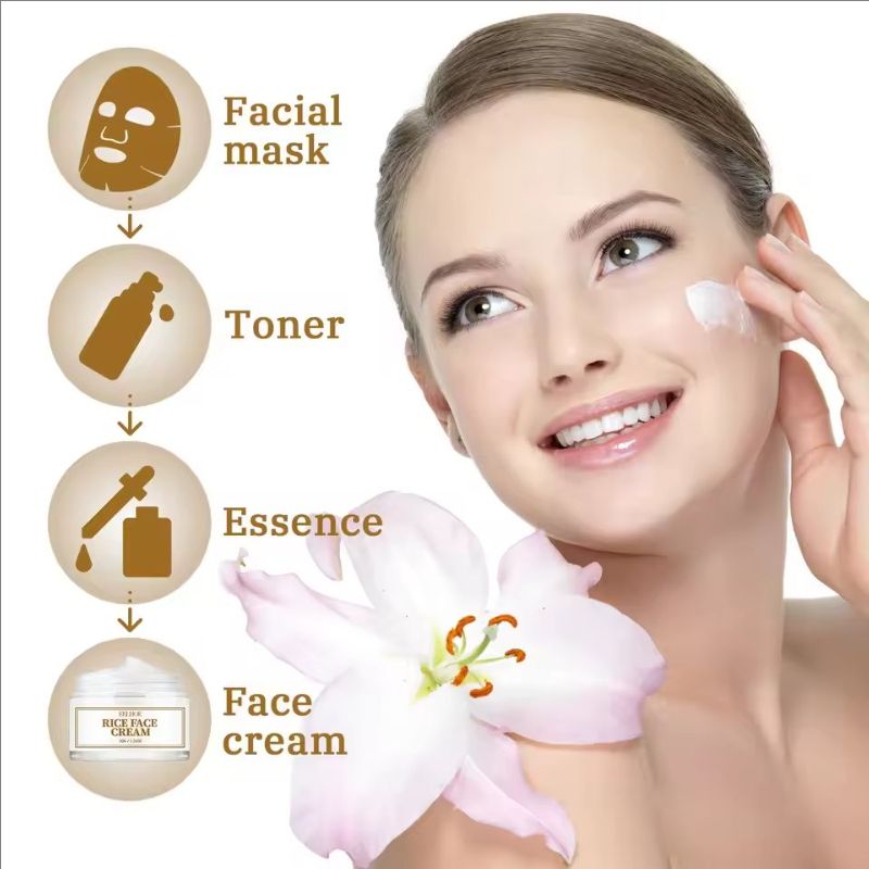 Rice Extract Face Cream And Toner Moisturizing Firming Nourishing Skin Soothing Repairing Skin Condition Facial Care Product