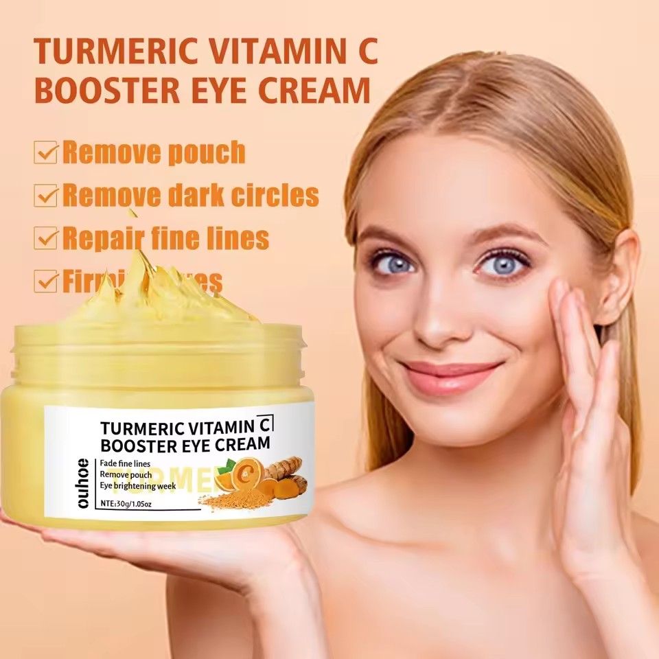 Firming Eye Cream Fades Fine Lines Anti Dark Circles Wrinkle Remove Puffiness Brighten Tumeric Vitamin C Booster Eye Care Cream