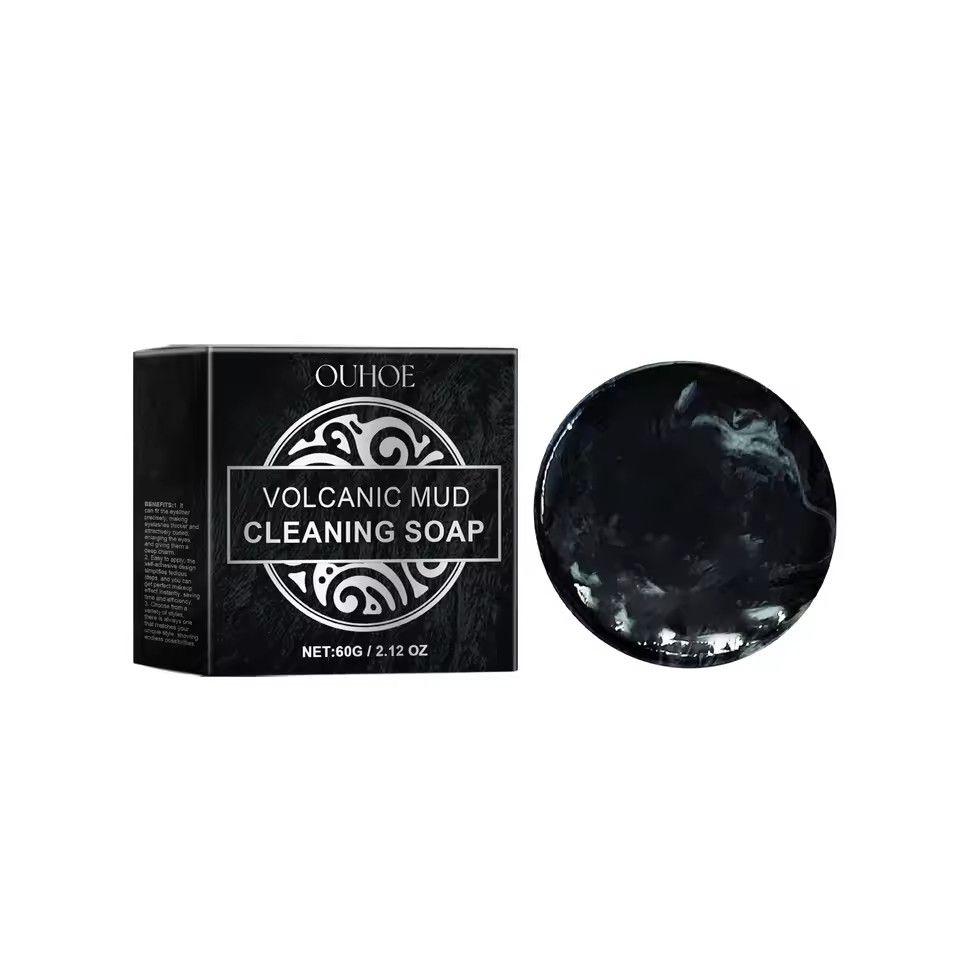 Volcanic Mud Soap Deeply Cleansing Pimples Blackheads Remover Soothing Moisturizing Pores Gentle Exfoliation Facial Clean Soap