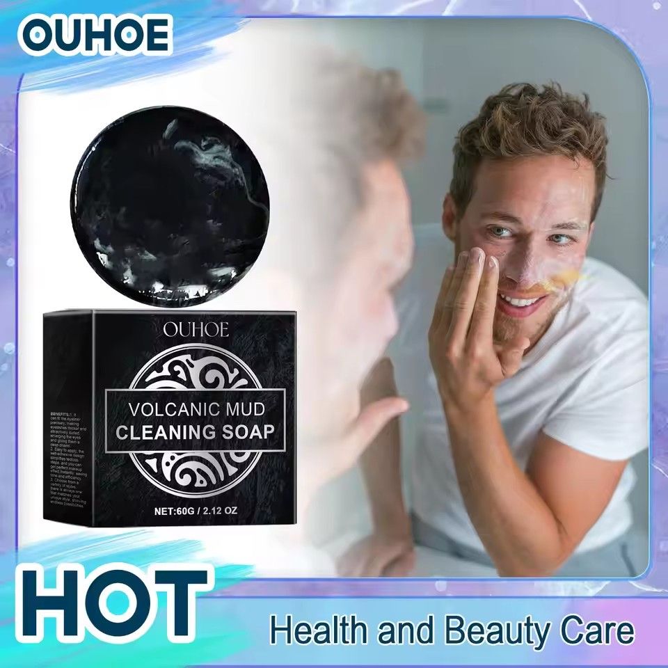 Volcanic Mud Soap Deeply Cleansing Pimples Blackheads Remover Soothing Moisturizing Pores Gentle Exfoliation Facial Clean Soap