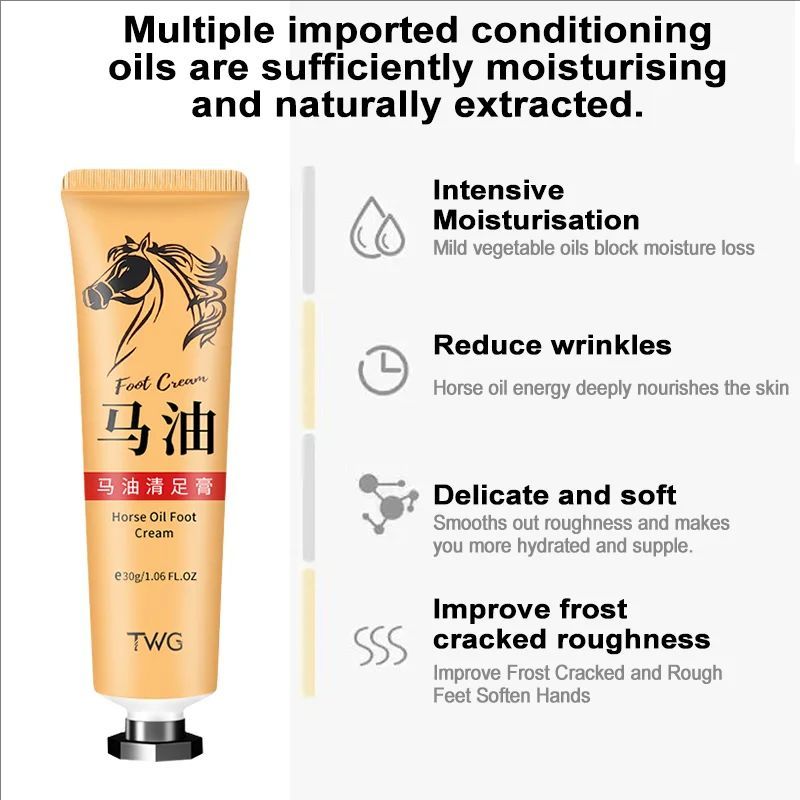 Anti Crack Foot Cream Anti-Drying Smooth Horse Oil Removal Dead Skin Callus Hand Feet Skin Care Autumn Winter Moisturizing Cream