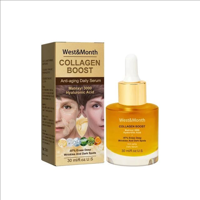West&Month COLLAGEN BOOST, With Hyaluronic Acid, -97% Erase, Deep Wrinkles And Dark Spots, Anti-aging Daily Serum