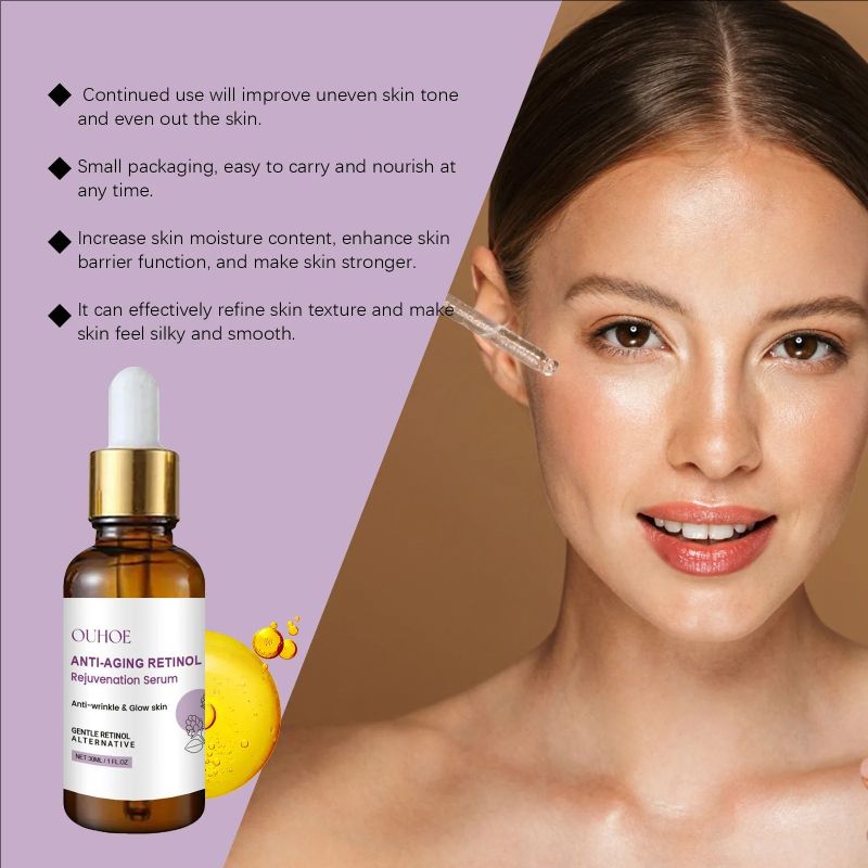Retinol Face Serum Forehead Fine Lines Removal Collagen Lifting Repair Firm Moisturizing Glowing Rejuvenation Essence Skin Care