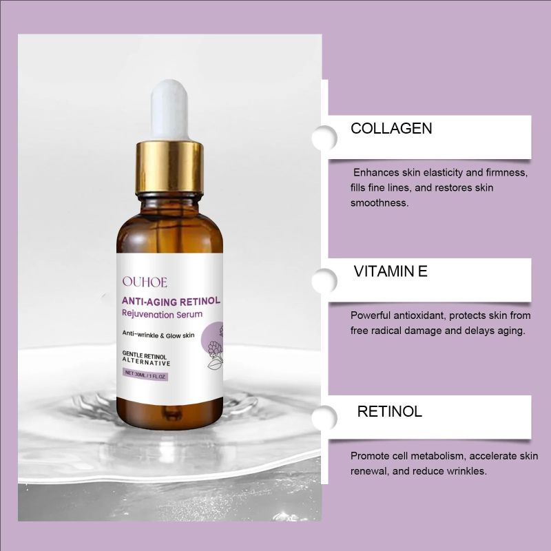 Retinol Face Serum Forehead Fine Lines Removal Collagen Lifting Repair Firm Moisturizing Glowing Rejuvenation Essence Skin Care