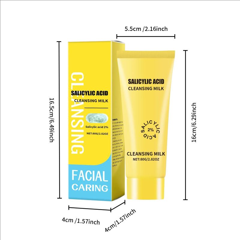 Salicylic Cleansing Milk Anti-Acne Cleanser Whitening Cleanser Deep Cleansing Gently Regulates Sebum Secretion 80g