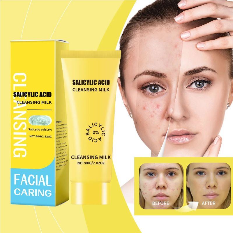 Salicylic Cleansing Milk Anti-Acne Cleanser Whitening Cleanser Deep Cleansing Gently Regulates Sebum Secretion 80g