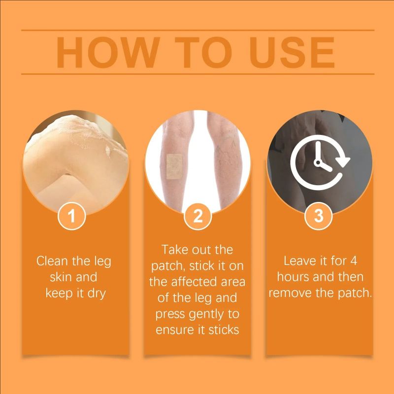 12PCS/Bag Unisex Varicose Veins Treatment Patch Legs Sore Swelling Plaster Promote Metabolism Promote Smooth Blood Circulation