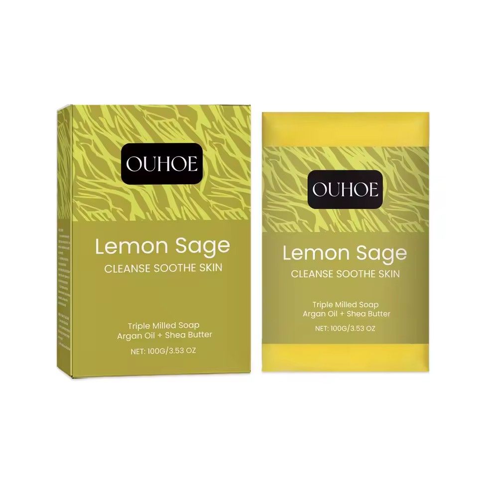 Body Cleansing Soap Bar Moisturizing Brightening Tighten Pore Smooth Lightening Glowing Skin Oil Control Natural Lemon Sage Soap