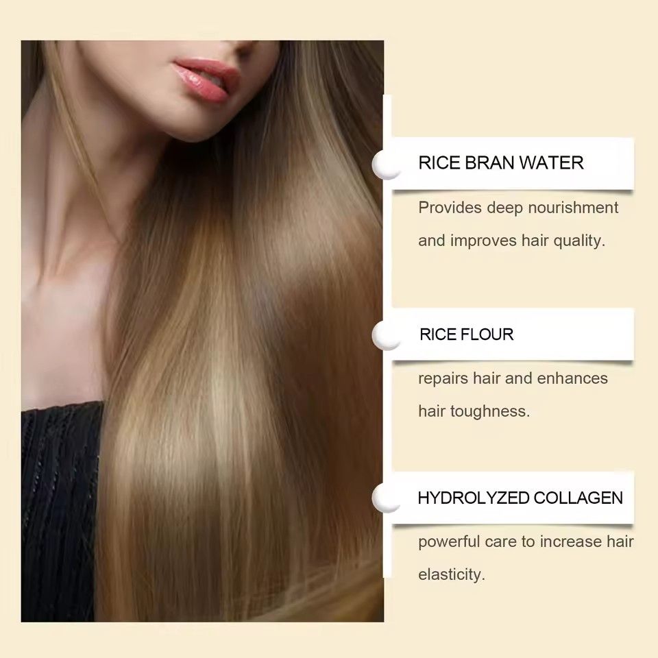 Hair Care Essential Oil Improve Dry Curly Repair Damaged Anti-Frizz Moisturizing Smooth Nourishing Fluffy Rice Raw Pulp Hair Oil
